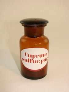 Apothekenflasche "Caprum sulfur. pur.".  Rote Schrift.  - Bild 1 von 4