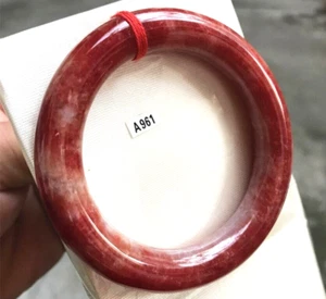 58MM Myanmar Natural Icy Red Jadeite Jade Bracelet Bangle Jade Bracelet - Picture 1 of 11