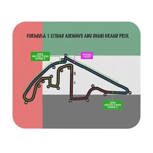Formula One Mouse Pad featuring the Abu Dahbi Grand Prix track layout and flag. - Picture 1 of 5