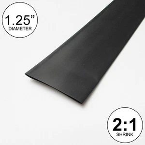 1,25" ID Schwarz Schrumpfschlauch 2:1 Verhältnis 1-1/4" Verpackung (10 Fuß) Zoll/Fuß/bis 30 mm - Bild 1 von 4