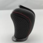 FIT 08-R35 GT-R BLACK PUNCHED LEATHER BLACK SMOOTH LEATHER RED STITCH SHIFT KNOB