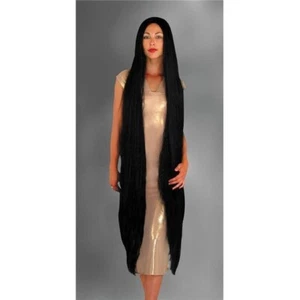 NEW Super Long 60" Black COSTUME WIG 60" Adult Goddess Witch Morticia One Size - Picture 1 of 1