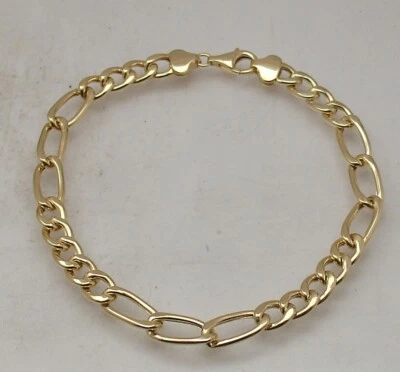 Brazalete Technibond Modificado Bordillo Figaro Eslabón Chapado en Oro Amarillo 14K Plata Foto 1 de 4