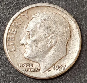 Roosevelt 1957 moneda de diez centavos a prueba - Imagen 1 de 2