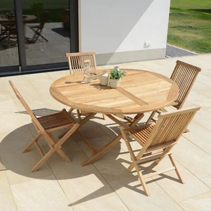 Livingfreuden Tavolo da Giardino Pieghevole 150 cm in Legno di Teak - Foto 1 di 3