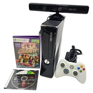 Xbox 360 S Slim Console 1439 250GB Bundle w/ Kinect Controller & 2 Games Tested - Picture 1 of 22