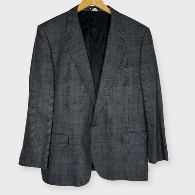 Bachrach Sports Coat Mens 44R Gray Plaid Twill Pure Silk Single Breasted Suit - Image 1 of 4