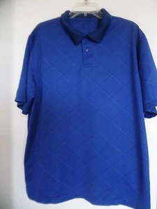 MENS BLUE PLAID DRI FIT GOLF POLO SHIRT XL - Picture 1 of 4