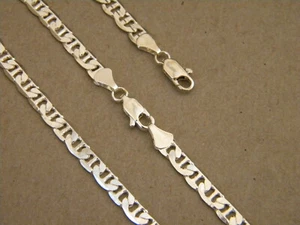 Juego de collar y pulsera de cadena Mariner para hombre dama plateado 24 pulgadas de largo 4 mm de ancho - Imagen 1 de 3