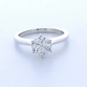 1.45ct F/VS2 Round Natural Certified Diamond Platinum Solitaire Engagement Ring - Picture 1 of 13