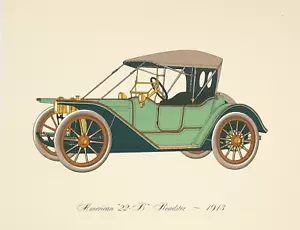 American 22 B Roadster 1913 Lithograph Clarence P. Hornung Antique Car Vintage - Picture 1 of 1