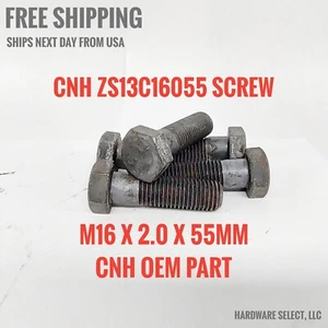 ZS13C16055 New Holland OEM Screw M16-2.0 x 55mm Hex HD Cap GR 10.9 DIN 931 CNH - Picture 1 of 11