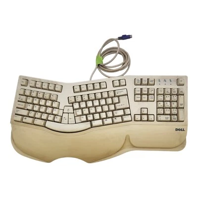 Dell SK-6000 E Vintage Ergonomic PS/2 Computer Keyboard 6 Pin Connector - Image 1 of 4