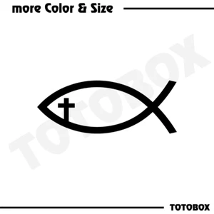 Adesivo Gesù Pesce Croce Decalcomania Gesù Pesce Chiesa Decalcomanie Croce Vinile Sticker - Foto 1 di 6