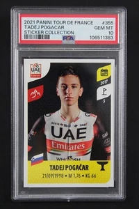 Tadej Pogacar PSA 10 / Sticker Panini Tour De France 2021 #355 - Picture 1 of 2