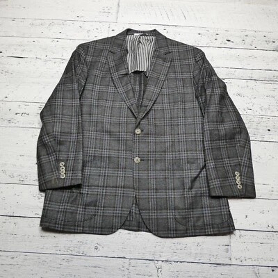 Blazer Thomas Dean Loro Piana tamanho 43-44 (grande) cinza lã seda cashmere linho - Imagem 1 de 4