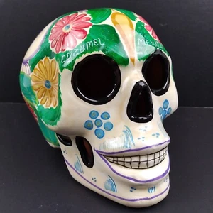 Ceramica Talavera Ceramica Pottery Day Of The Dead Sugar Skull arte popolare messicana - Foto 1 di 12