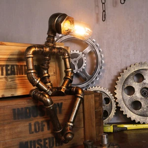 LED Steampunk Tischlampe Robot Industrie Still Leuchte Deko Weihnachtsgeschenk - Bild 1 von 17
