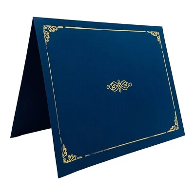 5 Letter Size Certificate Holders Dark Blue Linen Texture - Image 1 of 4