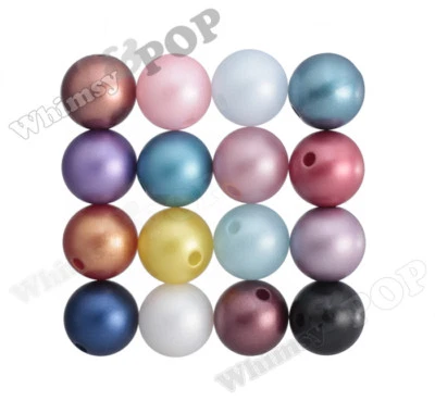 16mm - Matte Pearl Gumball Beads Bubble Gum Spacer Small Round Acrylic Bead USA - Image 1 of 2