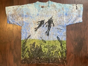 Vtg 90s St Croix Caribbean All Over Print Shirt M Single Stitch Art Island Dive - Picture 1 of 9