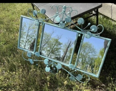 Espejo de pared único de metal Shabby Seaside Cottage Trio! Aqua envejecido Foto 1 de 4