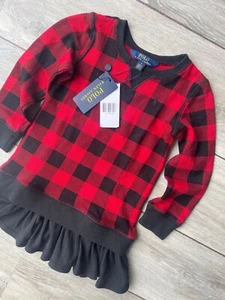 RALPH LAUREN POLO GIRL'S RED HOLIDAY I CHECK PATTERNED DRESS - AGE 4 - NEW TAGS - Picture 1 of 9