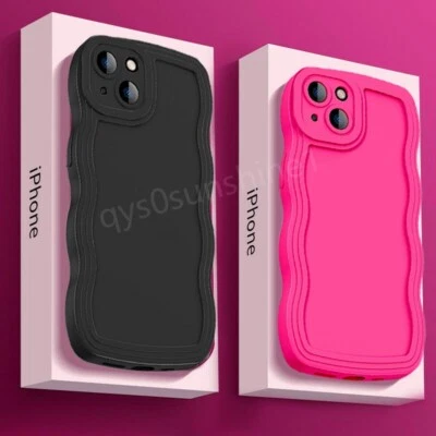For iPhone 14 13 Pro Max Plus 12 11 XR XS 8 Wavy Silicone Case Shockproof Cover - Image 1 of 4