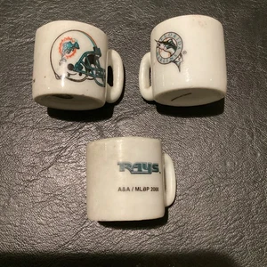 3x Miami Dolphins Marlins & Rays FlA Mini Ceramic Mugs Vintage Capsule Toy 1.25” - Picture 1 of 3