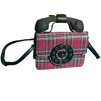 Bolso bandolera a cuadros Betsey Johnson Answer Me para teléfono Foto 1 de 4