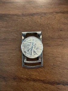 Vtg 1945 Hickok Walking Liberty U S Half Dollar Money Clip - Picture 1 of 6