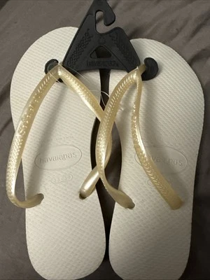 Havaianas Slim Flip Flops  H Slim Thematic Pearl New Womens Size 33/34 - 3/4Y - Image 1 of 3