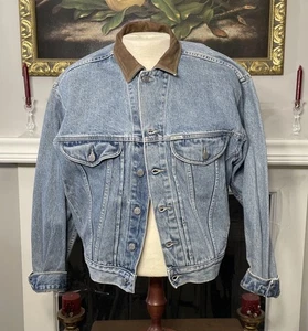 Vintage Y2K Guess Trucker Jeansjacke Lederkragen Medium - Bild 1 von 7