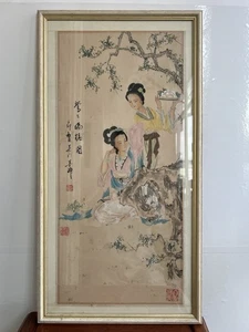 Altes asiatisches chinesisches Aquarell auf Reispapier Kunst orientalisches Handgemälde signiert - Bild 1 von 19