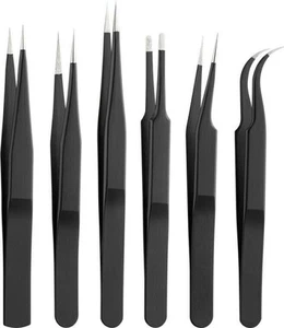 3x Pinzetten-Set 6-teilig; Pinzetten-Set 6-teilig - aus rostfreiem Edelstahl - Bild 1 von 7