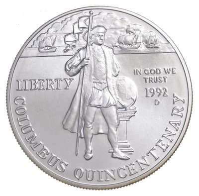 1992-D Unc Columbus Commemorative Silver Dollar $1 *3504 - Image 1 of 3