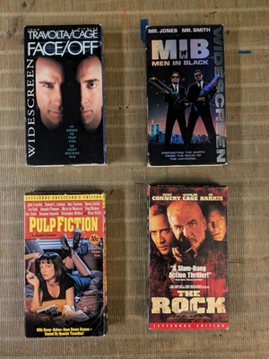 Widescreen and Letterbox VHS LOT Pulp Fiction, The Rock, Face/Off, M.I.B - Image 1 of 4