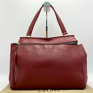 CELINE Edge Leder Tasche Handtasche rot CÉLINE altes Logo Made in Italy klassisch - Bild 1 von 10