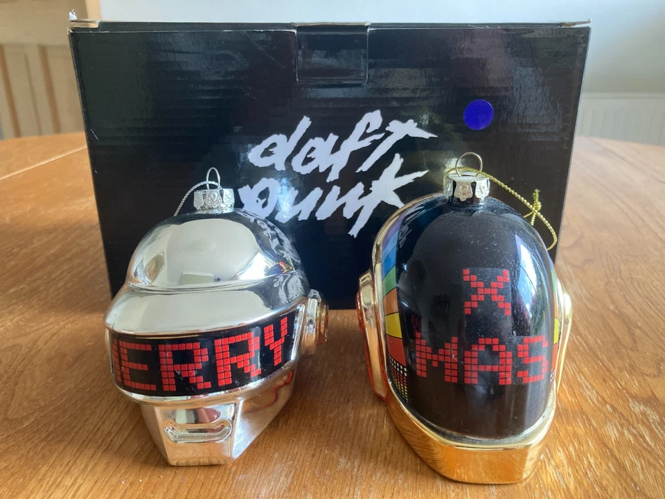 2 DAFT PUNK Glass Helmets MERRY XMAS Christmas Decorations OFFICIAL MERCH Bauble - Image 1 of 4