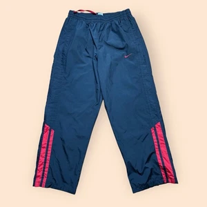 Pantalones cortavientos vintage Nike Y2K para hombre 2XL negros/rojos de colección años 2000 - Imagen 1 de 4