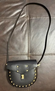 All Saints Miro Saddle Bag Black - Gold Studs - Picture 1 of 13