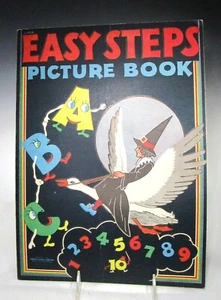 1945 ABC EASY STEPS PICTURE & Rhymes Samuel Lowe Co. Paper Large Book - Imagen 1 de 9