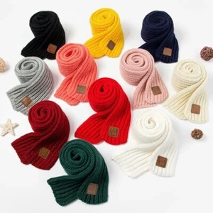 Children Winter Scarf - Baby Warm Knitted Solid Scarves Girls Soft Kids Scarf - Picture 1 of 22