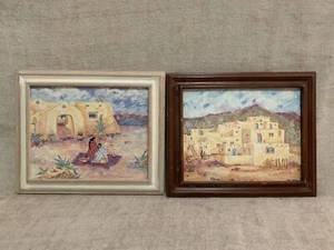 2 Figi Graphics Framed Southwestern Pueblo Women Desert Landscape Coopersmith - Picture 1 of 12