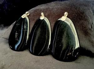 Konvolut (3) 925 Sterling Silber Anhänger Onyx Träne Edelstein Schmuck Handarbeit - Bild 1 von 5