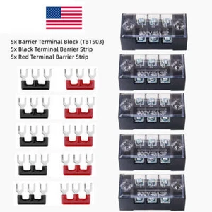 15PCS Dual Row 3 Position Screws Terminal Electric Barrier Strip Block 600V 15A - Picture 1 of 6