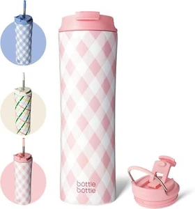 Insulated Water Bottle Coffee Tumblers with Dual-use Lid and Straw - Picture 1 of 4
