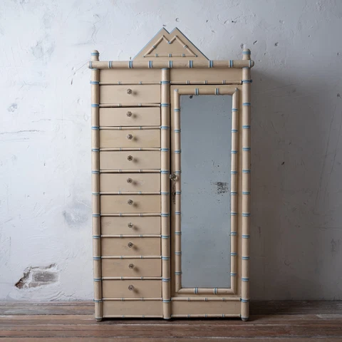 French Painted Faux Bamboo Armoire, 19th Century Cover