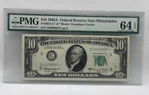 1963-A $10 Federal Reserve Star Note. PMG 64 - Picture 1 of 10