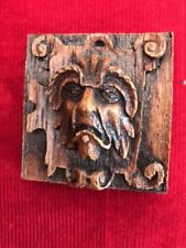 Resin replica face woodcarving on rectangle, medieval, Carlisle Cathedral